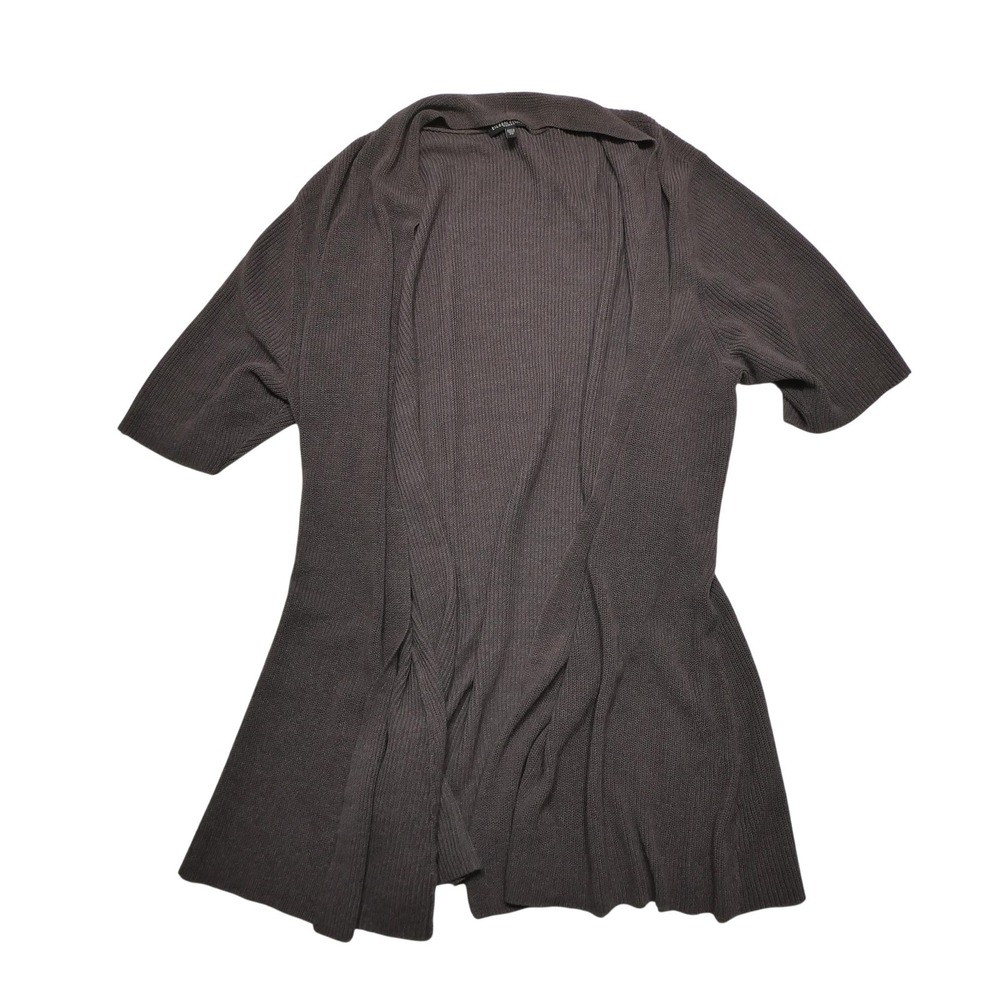 Eileen Fisher Sweater Cardigan Womens 2X Brown Cotton Viscose Silk Open Front